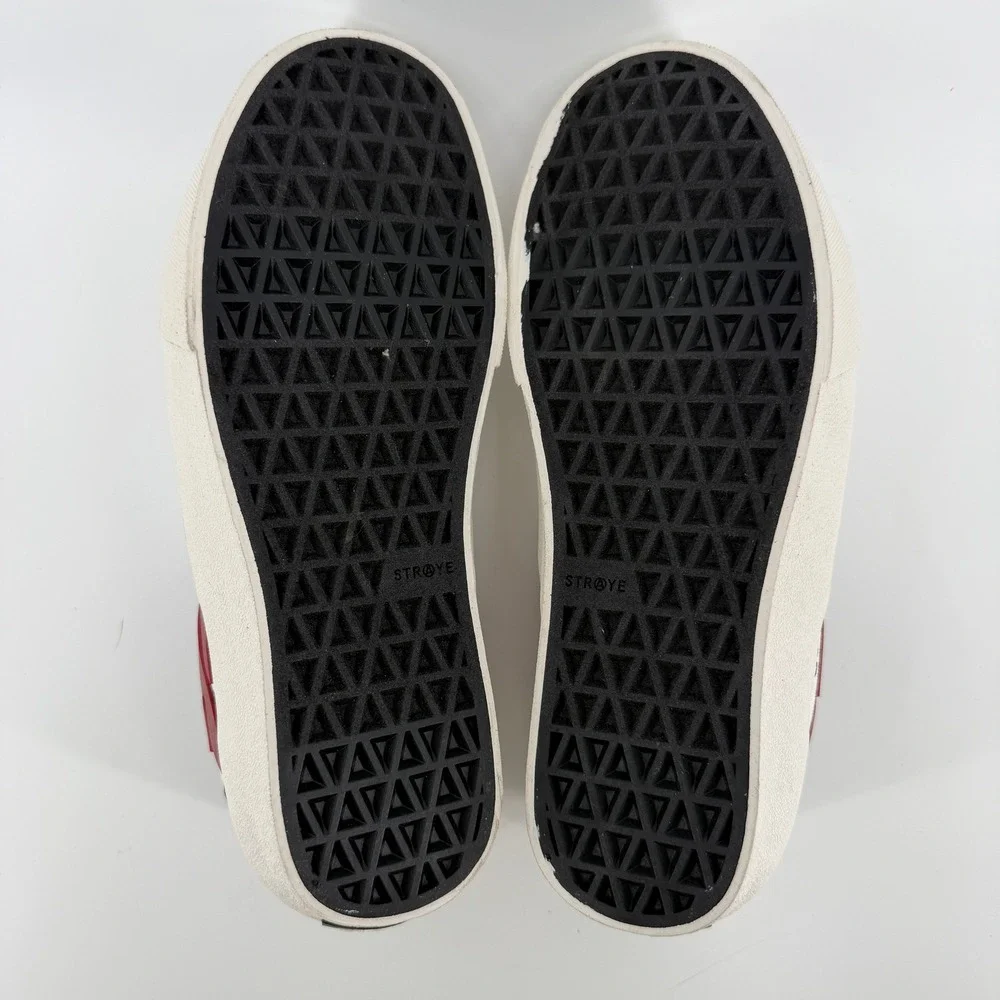 Straye Ventura Boo Johnson Mens 7.5 Cream Peace Love Flame Slip On Sneakers